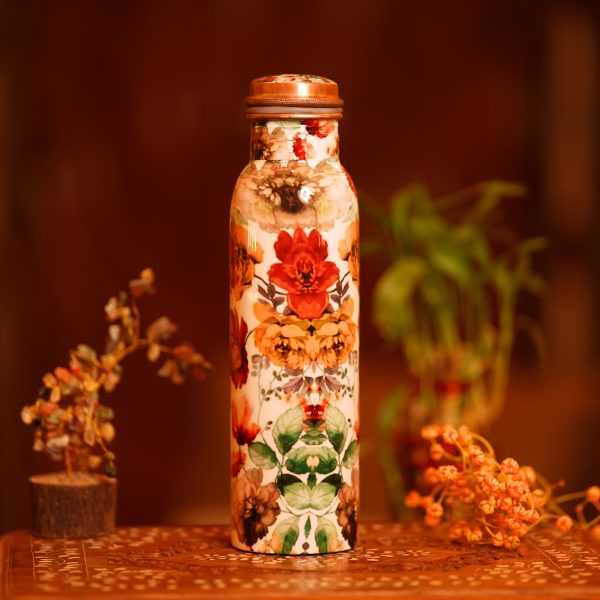 Copper Bottle Long - White base floral