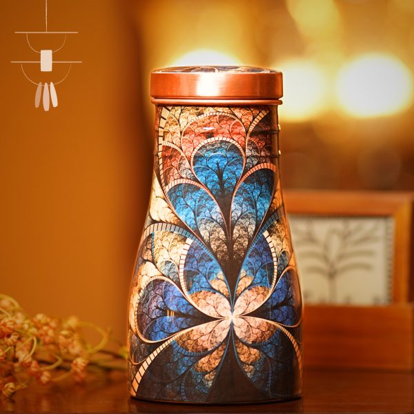Copper Bottle with glass - Blue