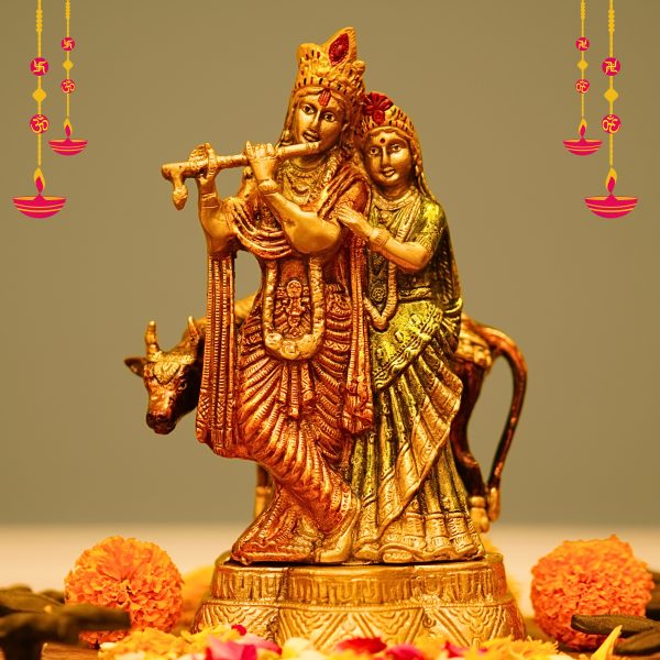 Radha Krishna Brass Coloured