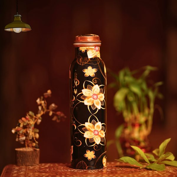 Copper Bottle black floral