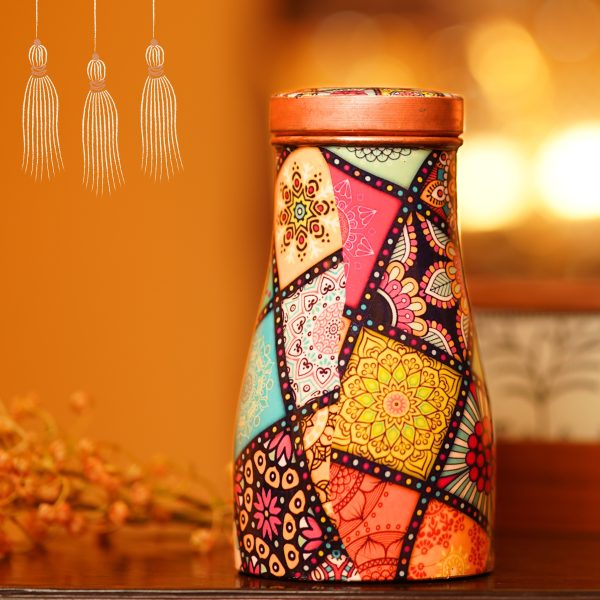 Copper Bottle with glass - Colorful